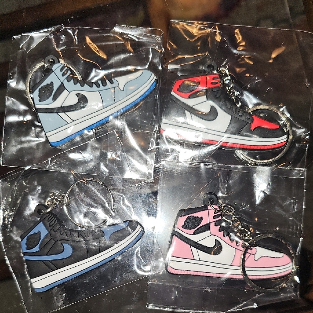 Kids Sneaker Keychain Set - Blue, Red, Pink